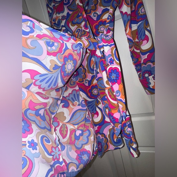 INTEMPO WOMEN'S MIDI DRESS MULTICOLOR LONG SLEEVE WRAP DRESS SIZE XS - Picture 4 of 15